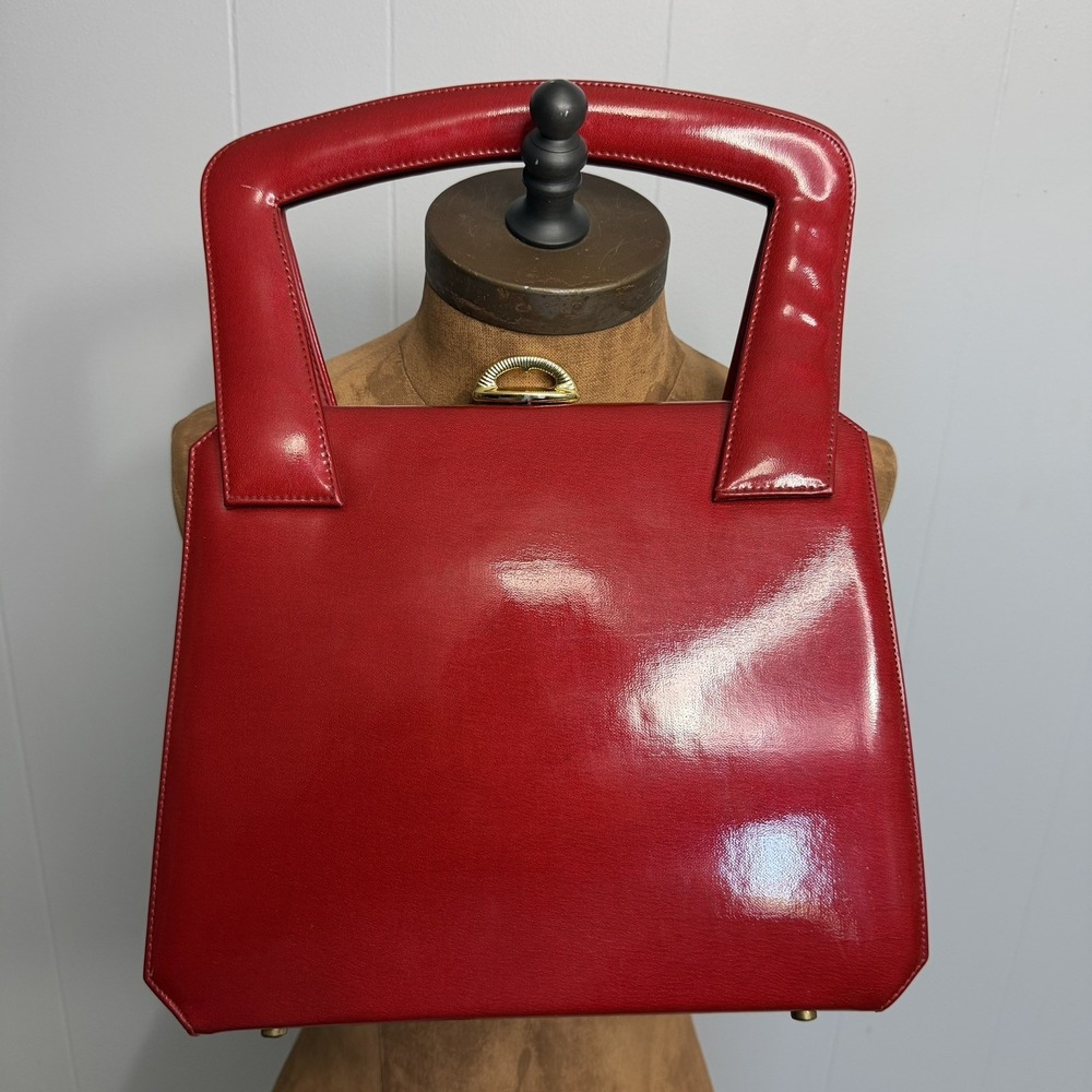 Vintage Berne Of California 1960s Red Patent Leather Purse Mod Go Go Rockabilly